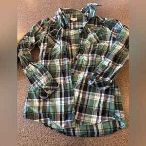 Matchstick brand Green and Black Button Down Shirt with Classic Plaid Design